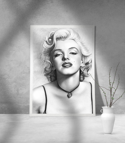 Εκτύπωση σε Αφίσα φωτογραφικό Χαρτί Merlin Monroe Grayscale