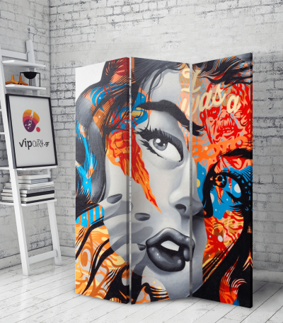 Διακοσμητικό Παραβάν Σε Καμβά με wall art graffiti woman