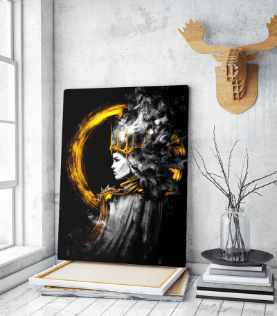 Πίνακας σε Καμβά A mystical Queen with black eyes, a Golden crown on her head
