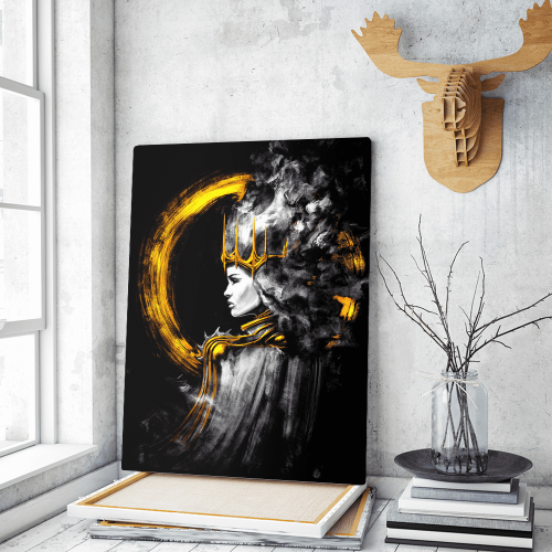 Πίνακας σε Καμβά A mystical Queen with black eyes, a Golden crown on her head