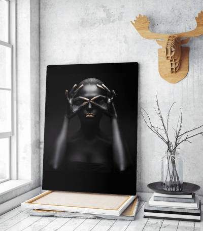 Πίνακας σε Καμβά : woman dark skin gold makeup art 6