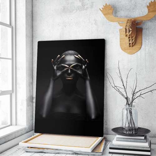 Πίνακας σε Καμβά : woman dark skin gold makeup art 6