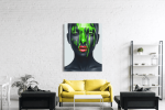 Πίνακας σε Καμβά : woman green makeup art red lips