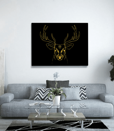Πίνακας σε Καμβά : Gold art deer