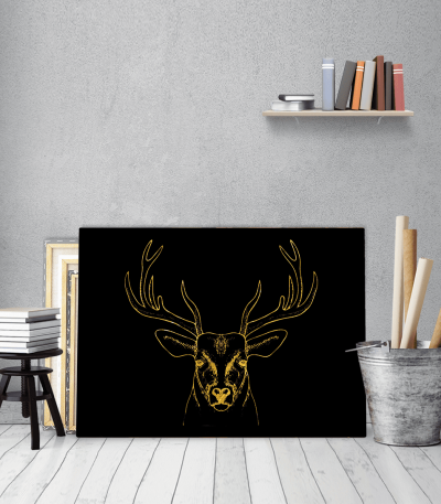 Πίνακας σε Καμβά Gold art deer