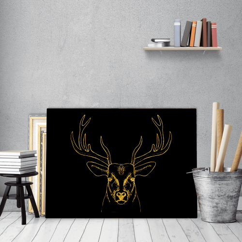 Πίνακας σε Καμβά Gold art deer