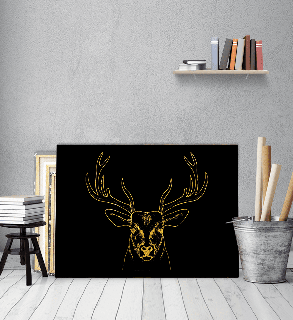 Πίνακας σε Καμβά Gold art deer