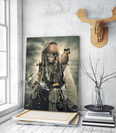 Πίνακας σε Καμβά Kate Caribbean Pirates Monkey Art