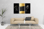 Σύνθεση με Πίνακες σε Καμβά Gold and Black beauty 3 τεμάχια 40x80