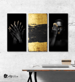 Σύνθεση με Πίνακες σε Καμβά Gold and Black beauty 3 τεμάχια 40x80