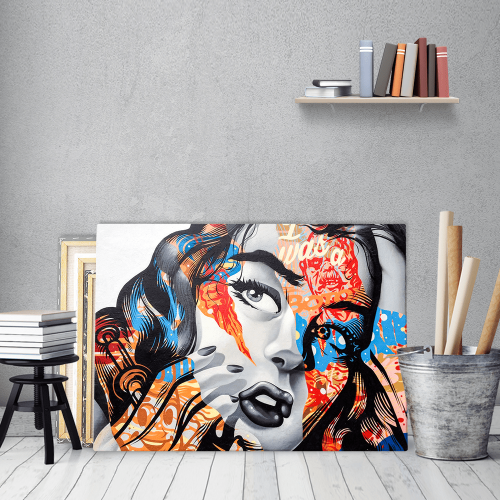 Πίνακας σε Καμβά colorful graffiti girl