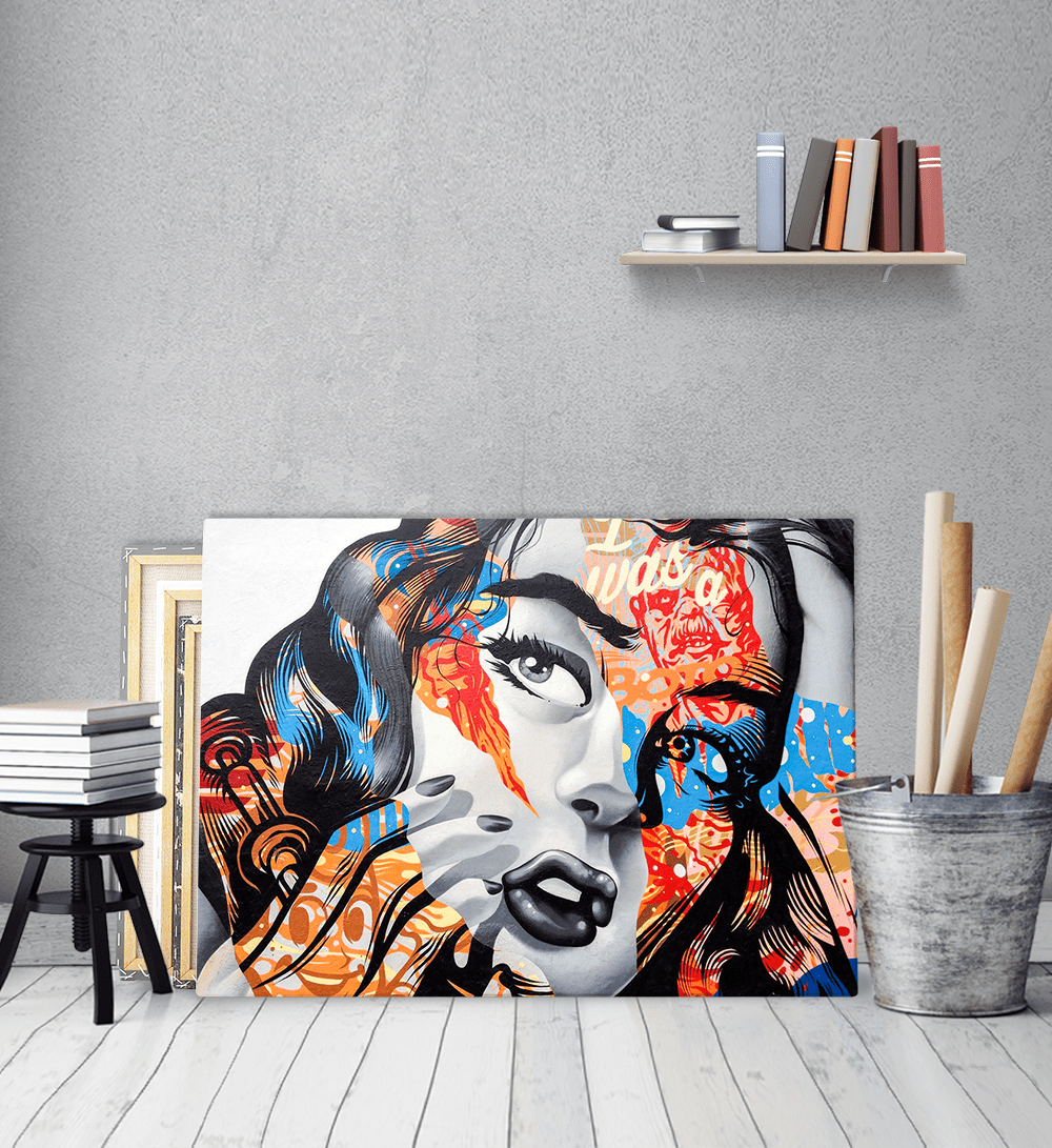 Πίνακας σε Καμβά colorful graffiti girl