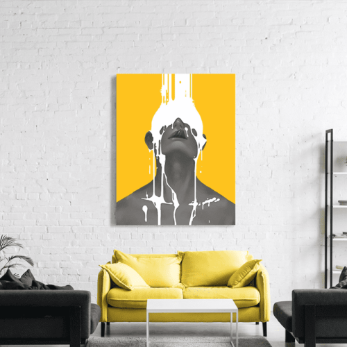 Πίνακας σε Καμβά : art milk girl yellow