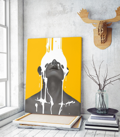 Πίνακας σε Καμβά : art milk girl yellow