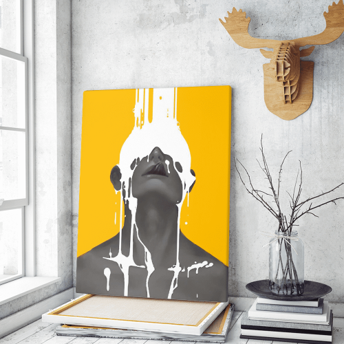 Πίνακας σε Καμβά : art milk girl yellow