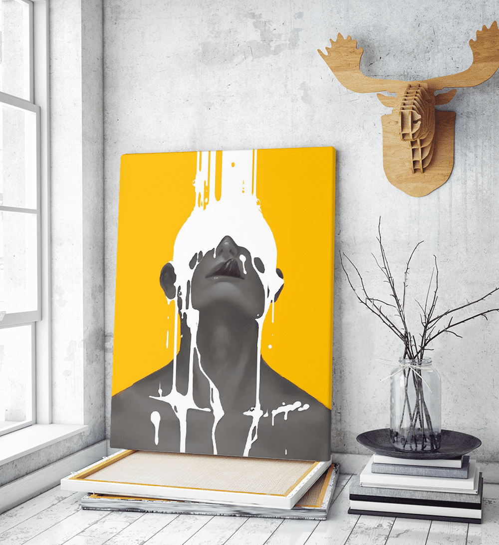 Πίνακας σε Καμβά : art milk girl yellow