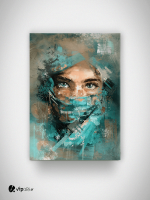 Πίνακας σε Καμβά : mystery portrait painting woman blue eyes
