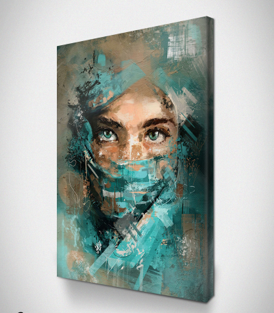 Πίνακας σε Καμβά : mystery portrait painting woman blue eyes