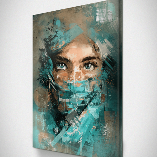 Πίνακας σε Καμβά : mystery portrait painting woman blue eyes