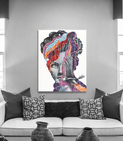 Πίνακας σε Καμβά : modern graffiti woman colors