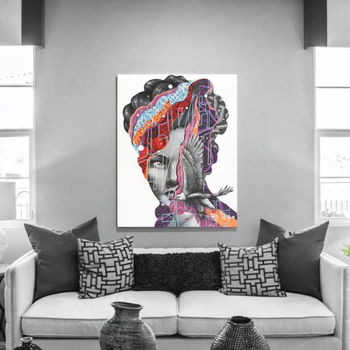 Πίνακας σε Καμβά : modern graffiti woman colors