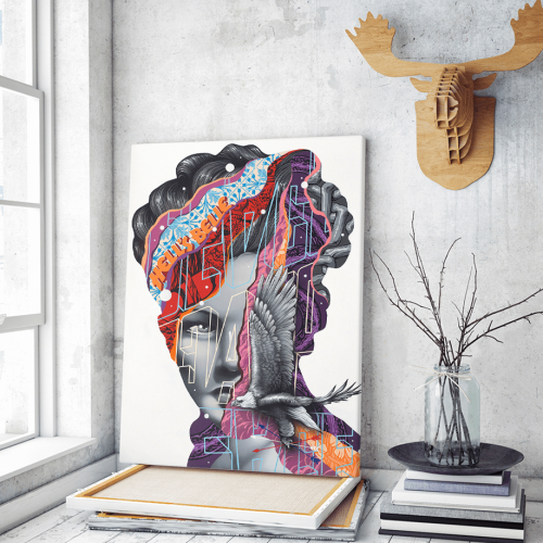 Πίνακας σε Καμβά : modern graffiti woman colors