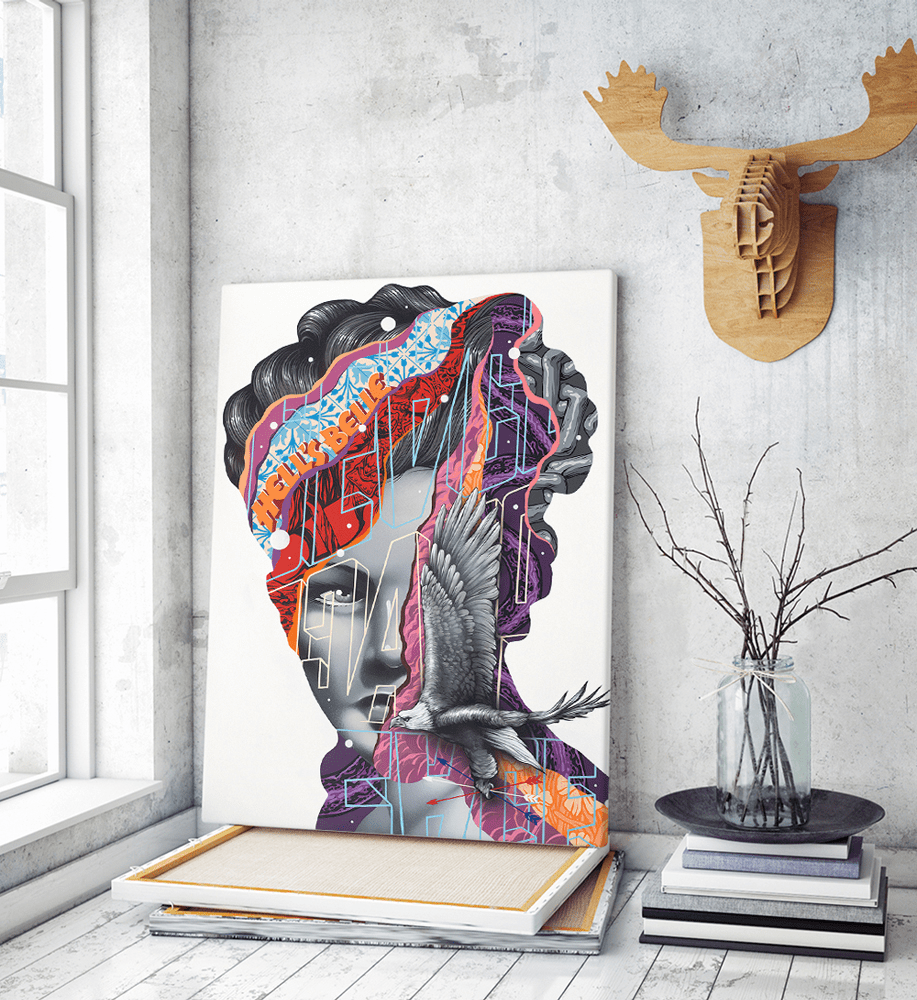 Πίνακας σε Καμβά : modern graffiti woman colors