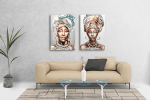 Σύνθεση με πίνακες Καμβάδες : Portrait African Women - 2 Τεμάχια 70x 50