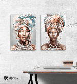 Σύνθεση με πίνακες Καμβάδες : Portrait African Women - 2 Τεμάχια 70x 50