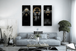 Σύνθεση με Πίνακες σε Καμβά Gold and Black beauty portraits 3 τεμάχια 40x100