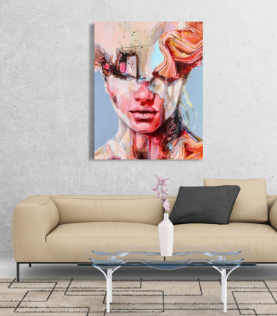 Πίνακας σε Καμβά : mystery portrait painting woman colorful