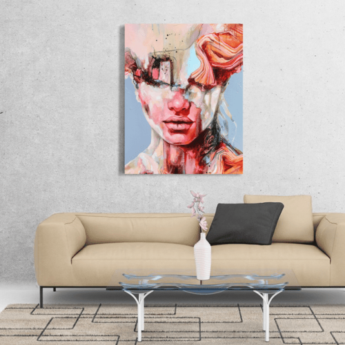 Πίνακας σε Καμβά : mystery portrait painting woman colorful