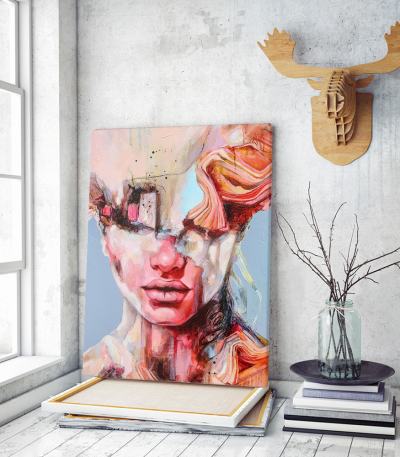 Πίνακας σε Καμβά : mystery portrait painting woman colorful