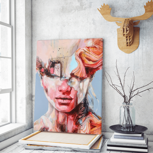 Πίνακας σε Καμβά : mystery portrait painting woman colorful