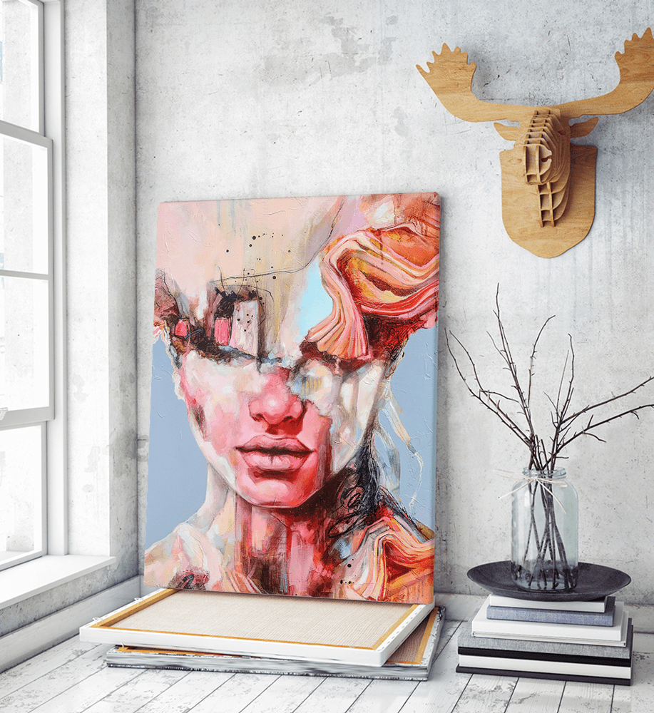 Πίνακας σε Καμβά : mystery portrait painting woman colorful