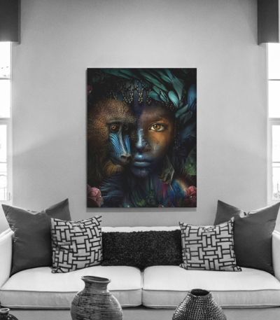 Πίνακας σε Καμβά : boy monkey art portrait