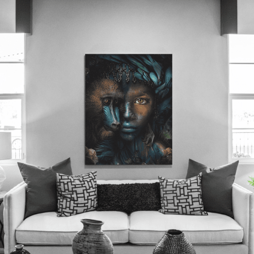 Πίνακας σε Καμβά : boy monkey art portrait