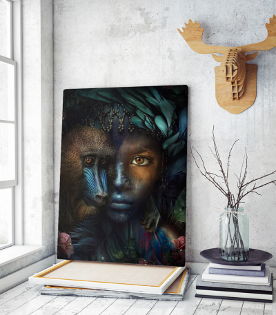 Πίνακας σε Καμβά : boy monkey art portrait