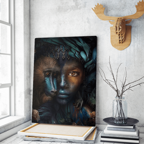 Πίνακας σε Καμβά : boy monkey art portrait