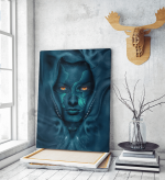 Πίνακας σε Καμβά : woman portrait blue face red eyes