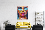 Πίνακας σε Καμβά : Colourful woman portrait with sunglasses