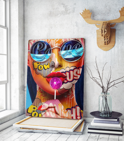 Πίνακας σε Καμβά : Colourful woman portrait with sunglasses