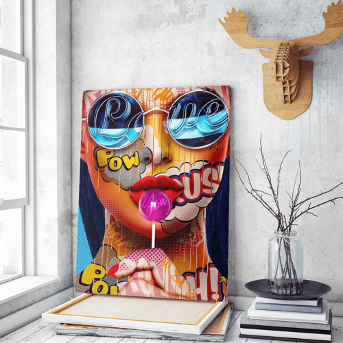 Πίνακας σε Καμβά : Colourful woman portrait with sunglasses