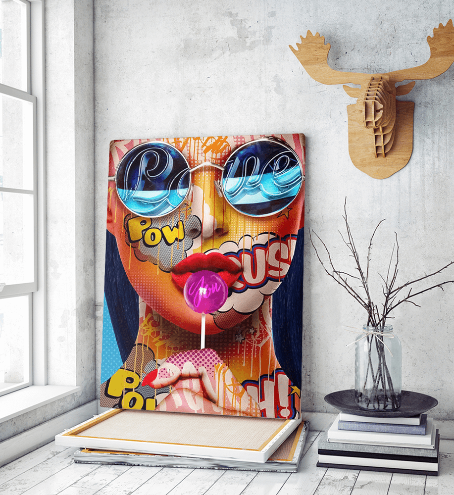 Πίνακας σε Καμβά : Colourful woman portrait with sunglasses