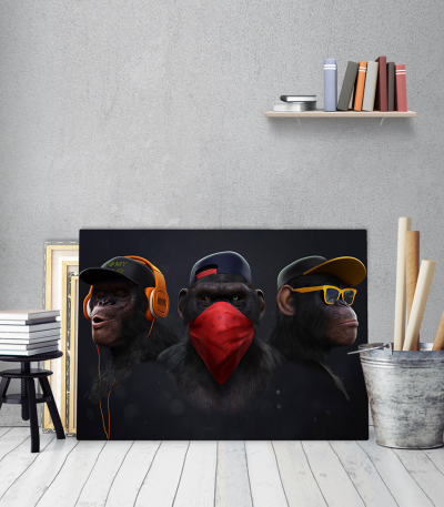 Πίνακας σε Καμβά : 3 monkeys