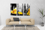 Σύνθεση με Πίνακες σε Καμβά Yellow and Black Paris car τεμάχια 40x80