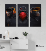 Σύνθεση με Πίνακες σε Καμβά 3 monkeys 3 τεμάχια 40x80