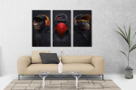 Σύνθεση με Πίνακες σε Καμβά 3 monkeys 3 τεμάχια 40x80