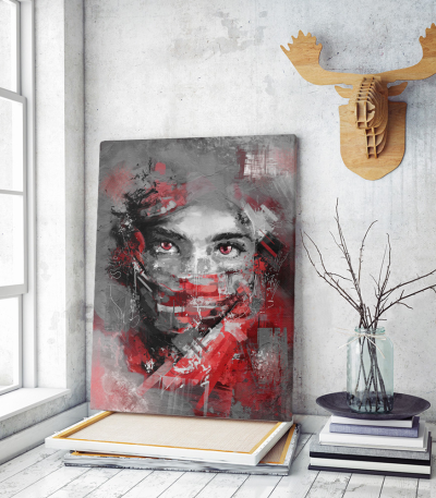 Πίνακας σε Καμβά : mystery portrait painting woman red eyes