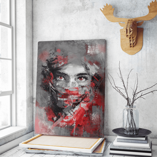 Πίνακας σε Καμβά : mystery portrait painting woman red eyes